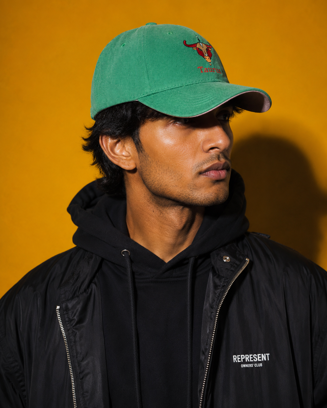 Taurus Zodiac Embroidered Green Cap
