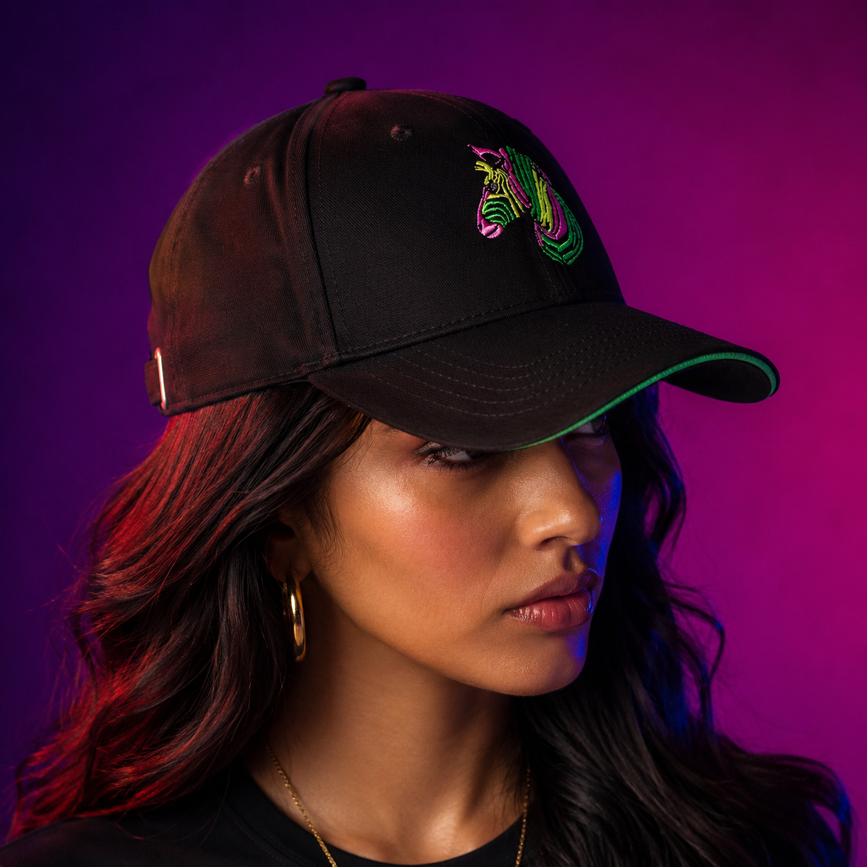 Zebra Embroidered Black Cap