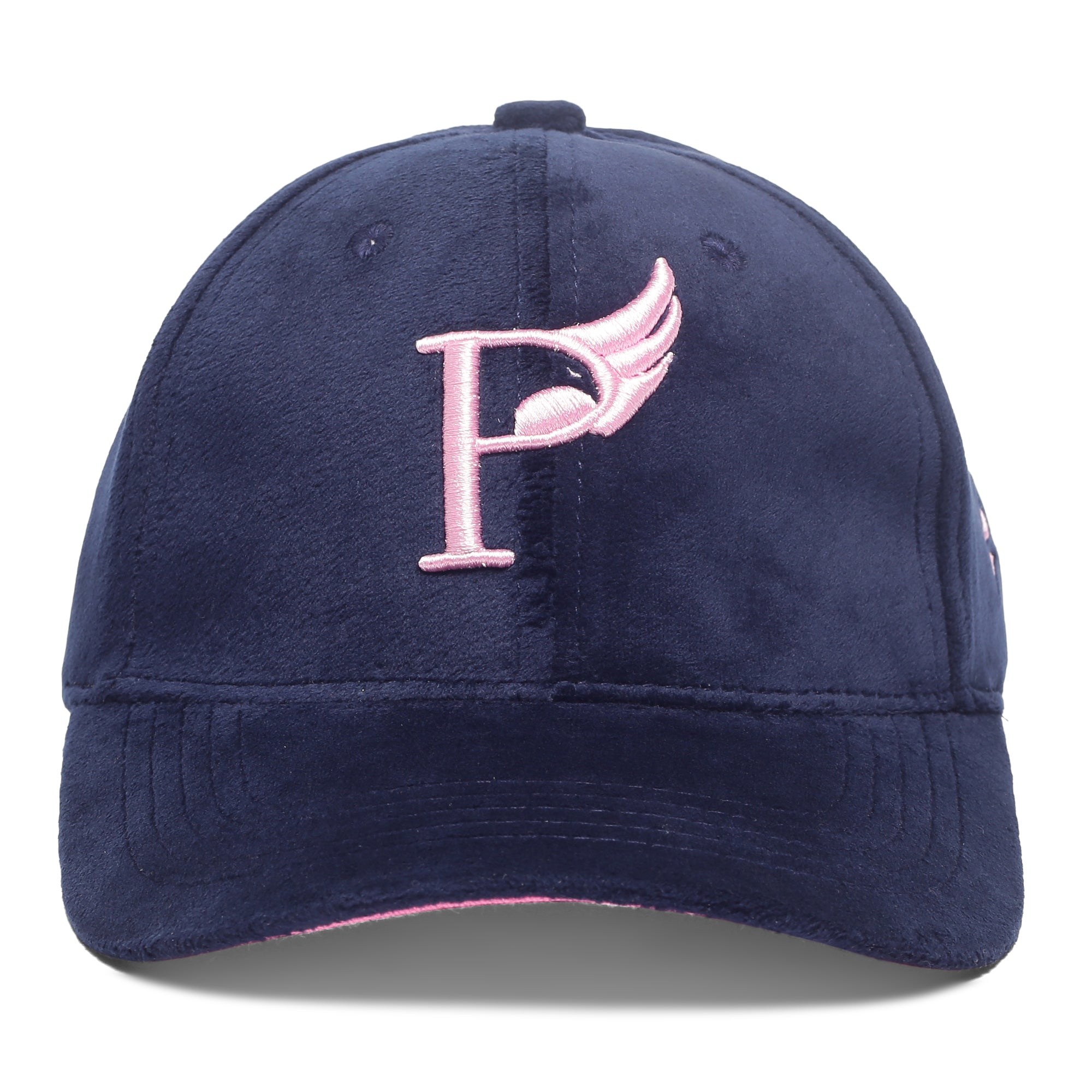 Velvet Baseball Cap with Pink Embroidery