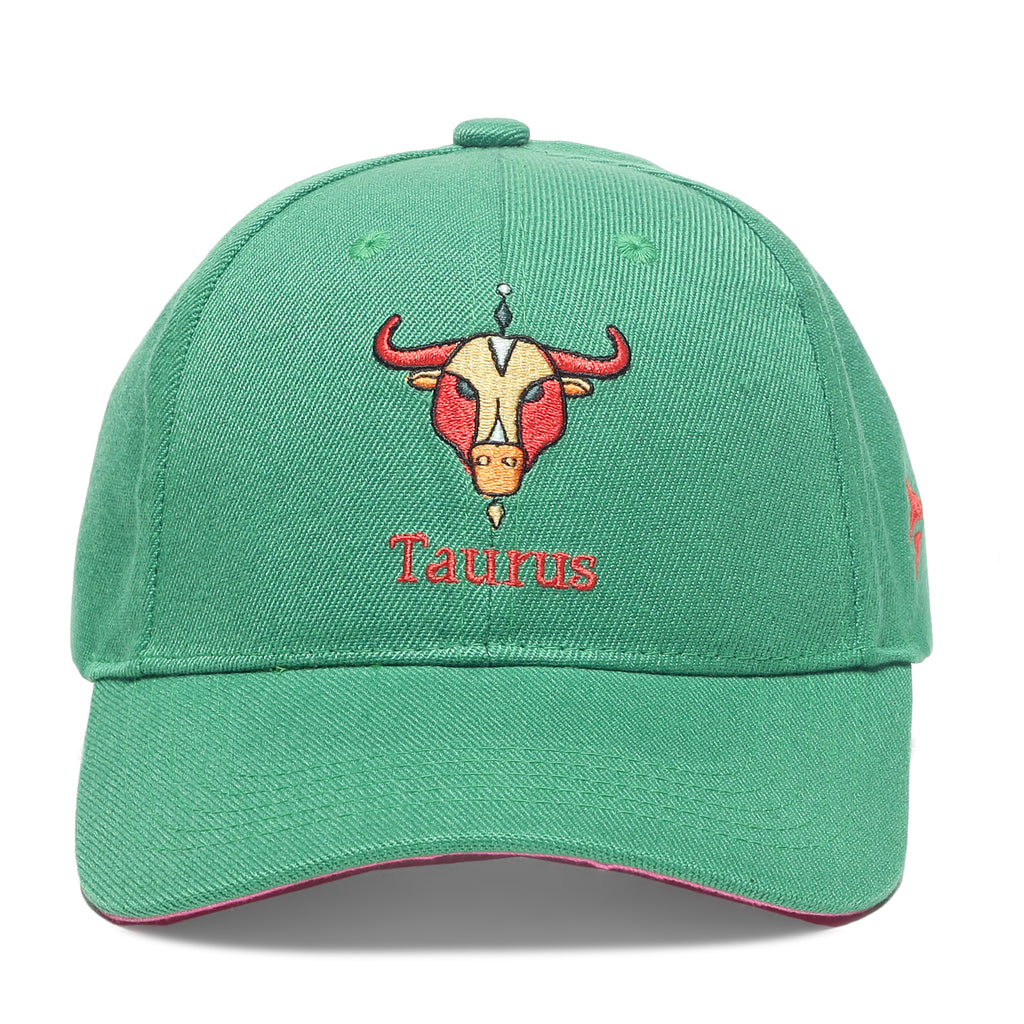 Taurus Zodiac Embroidered Green Cap