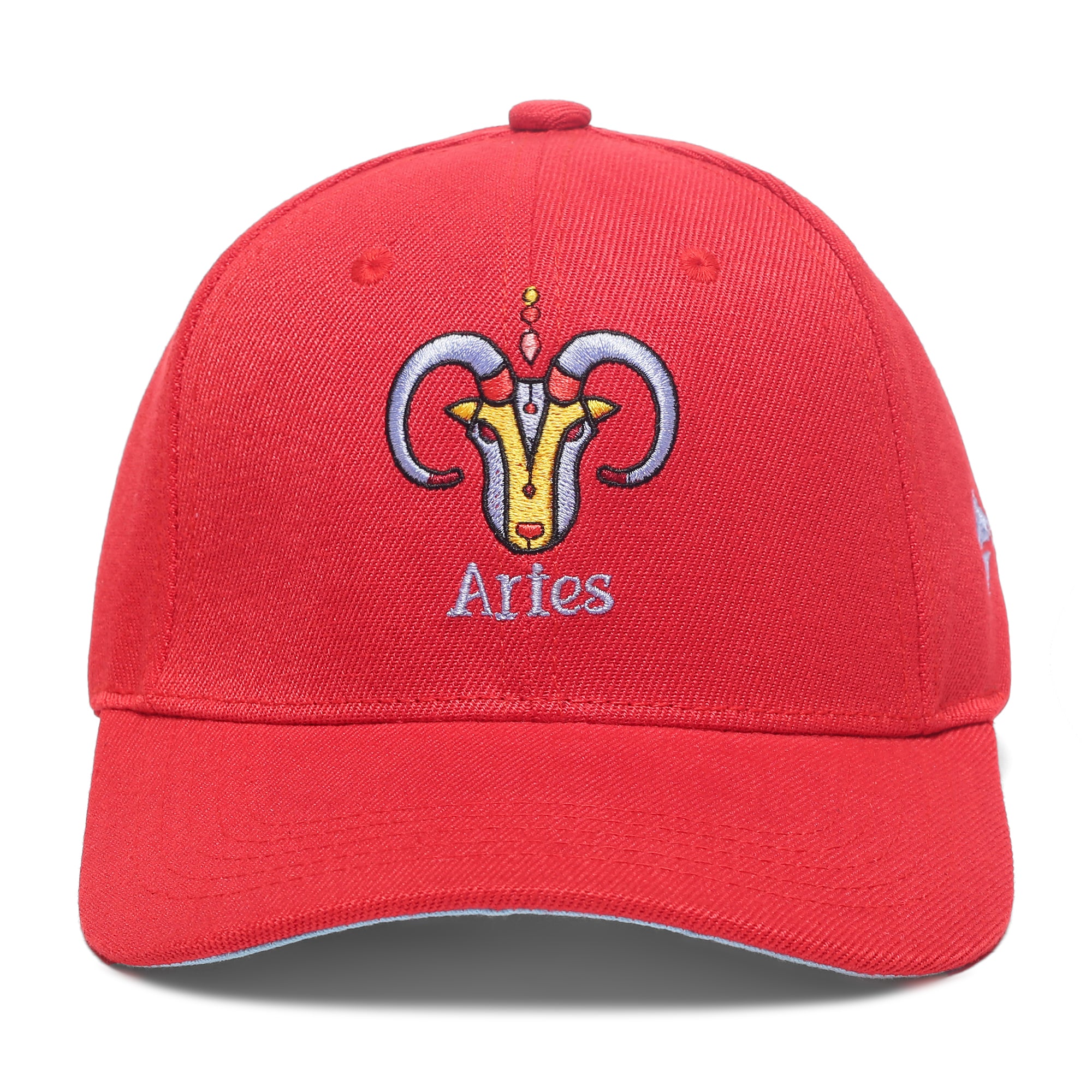 Aries Zodiac Embroidered Red Cap