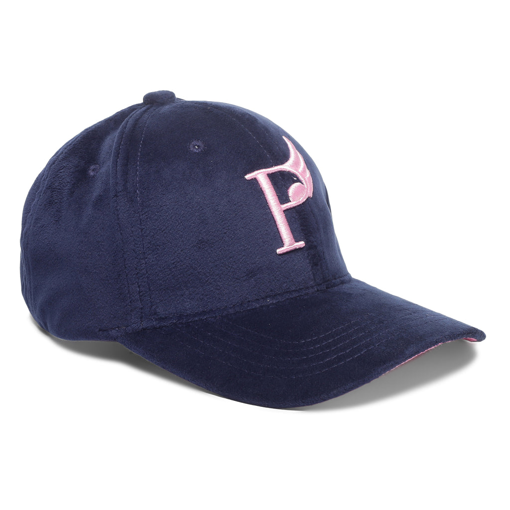 Velvet Baseball Cap with Pink Embroidery