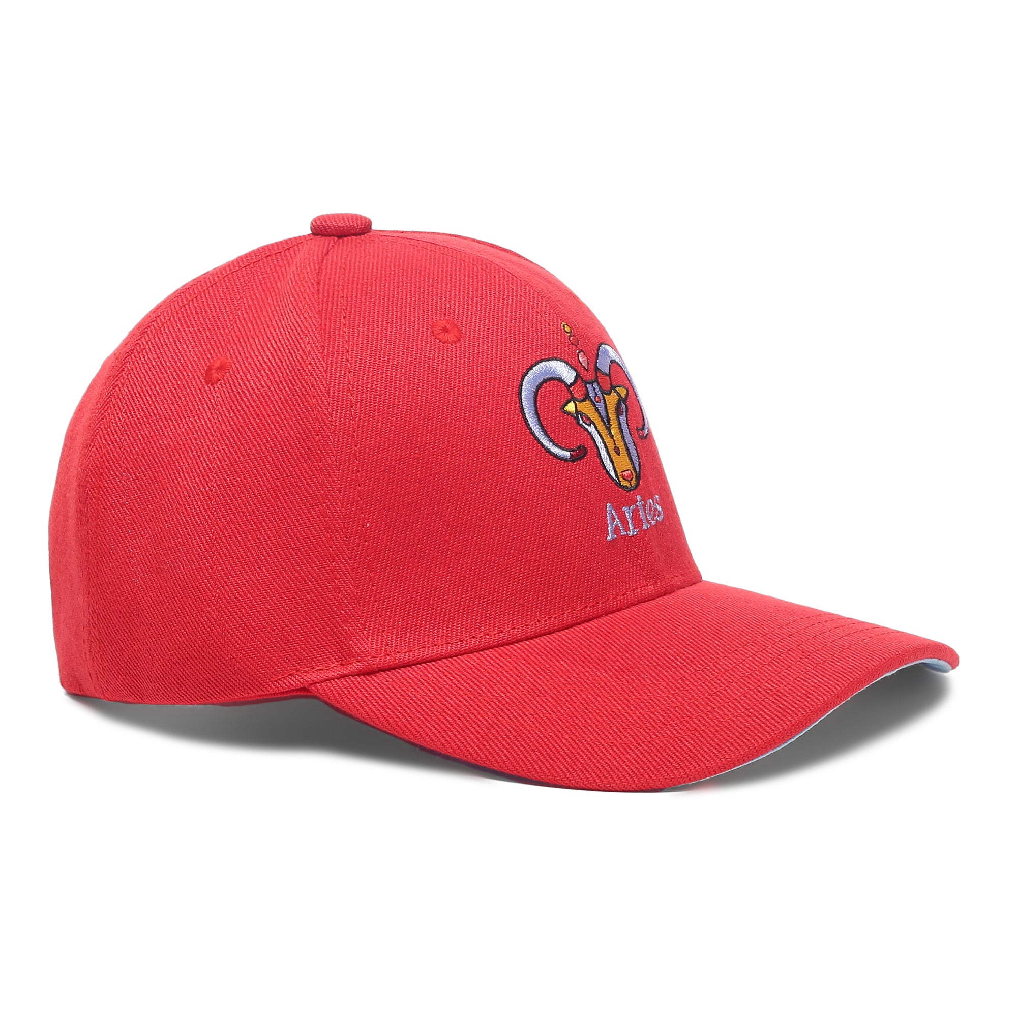 Aries Zodiac Embroidered Red Cap