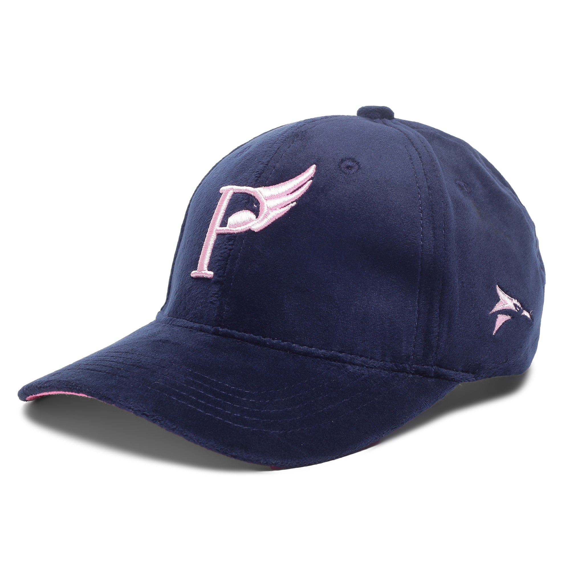 Velvet Baseball Cap with Pink Embroidery