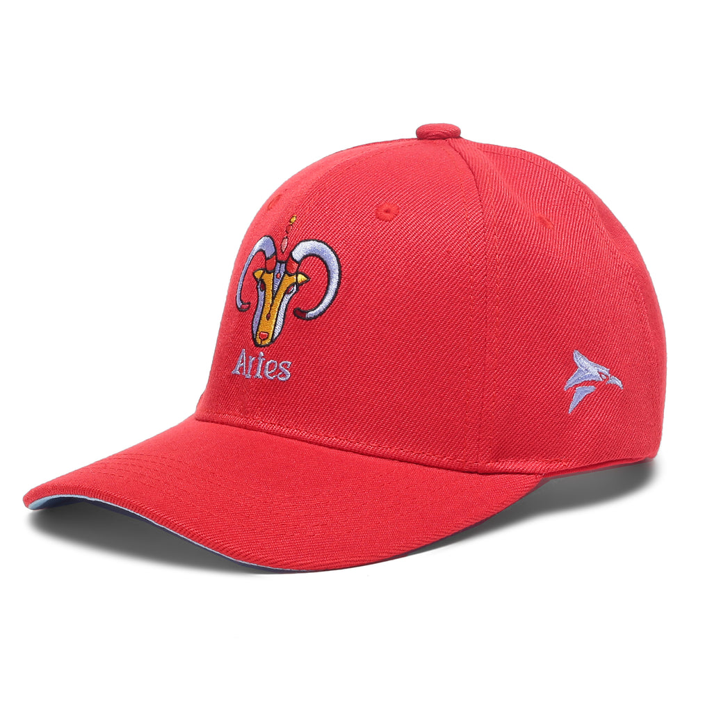 Aries Zodiac Embroidered Red Cap