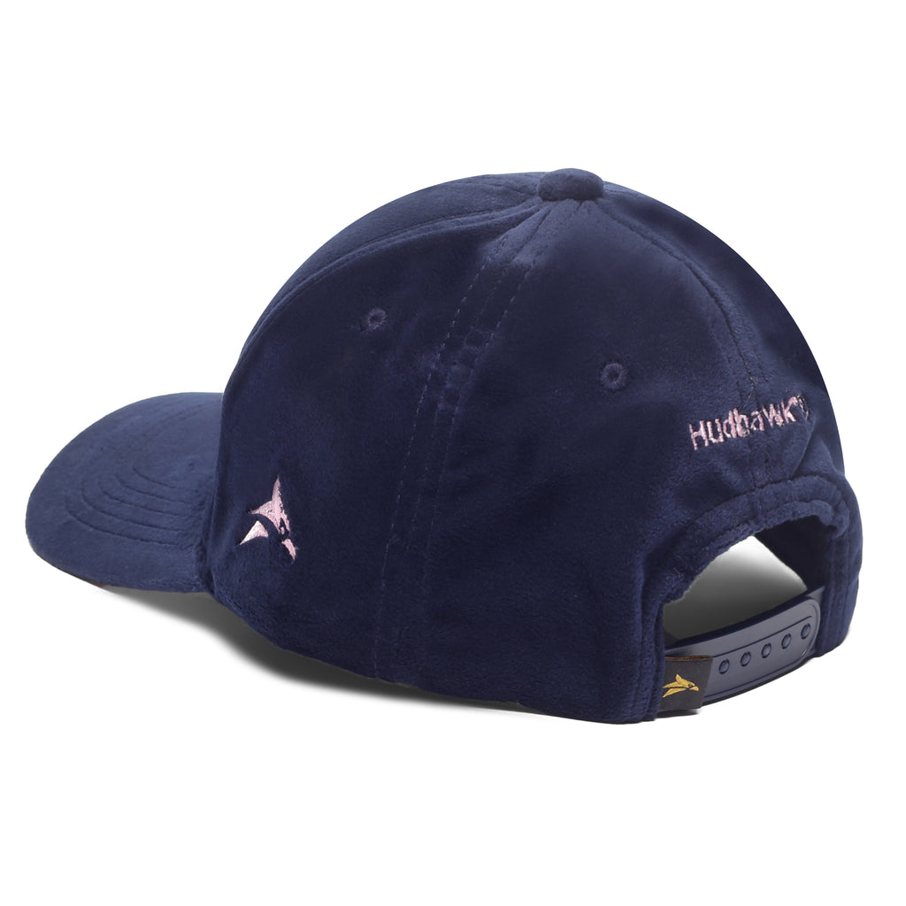 Velvet Baseball Cap with Pink Embroidery