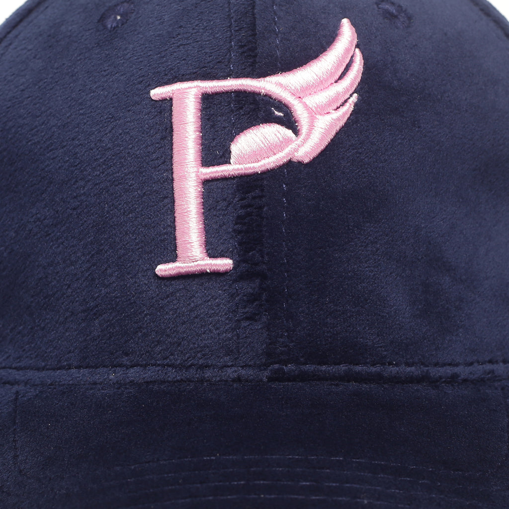 Velvet Baseball Cap with Pink Embroidery