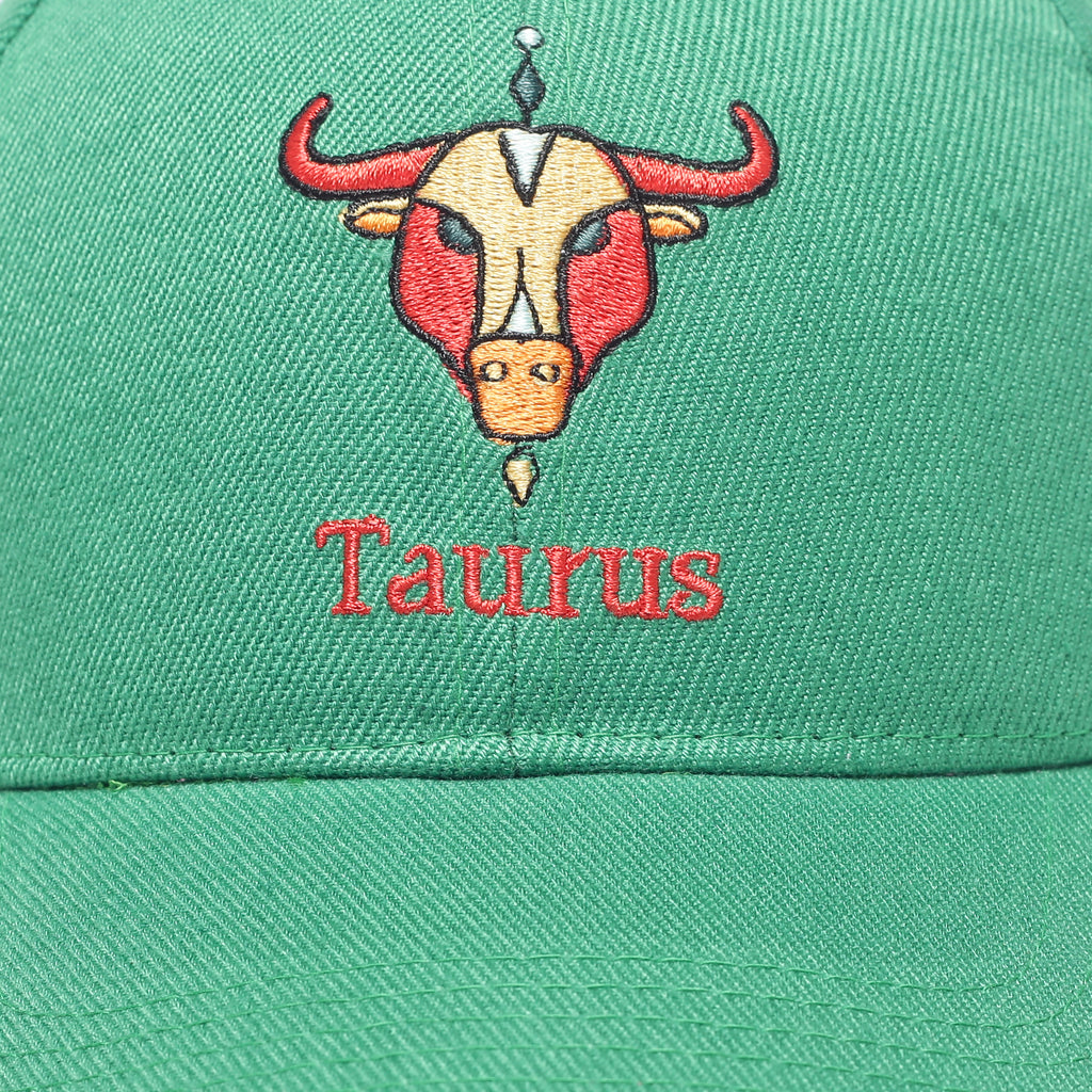 Taurus Zodiac Embroidered Green Cap