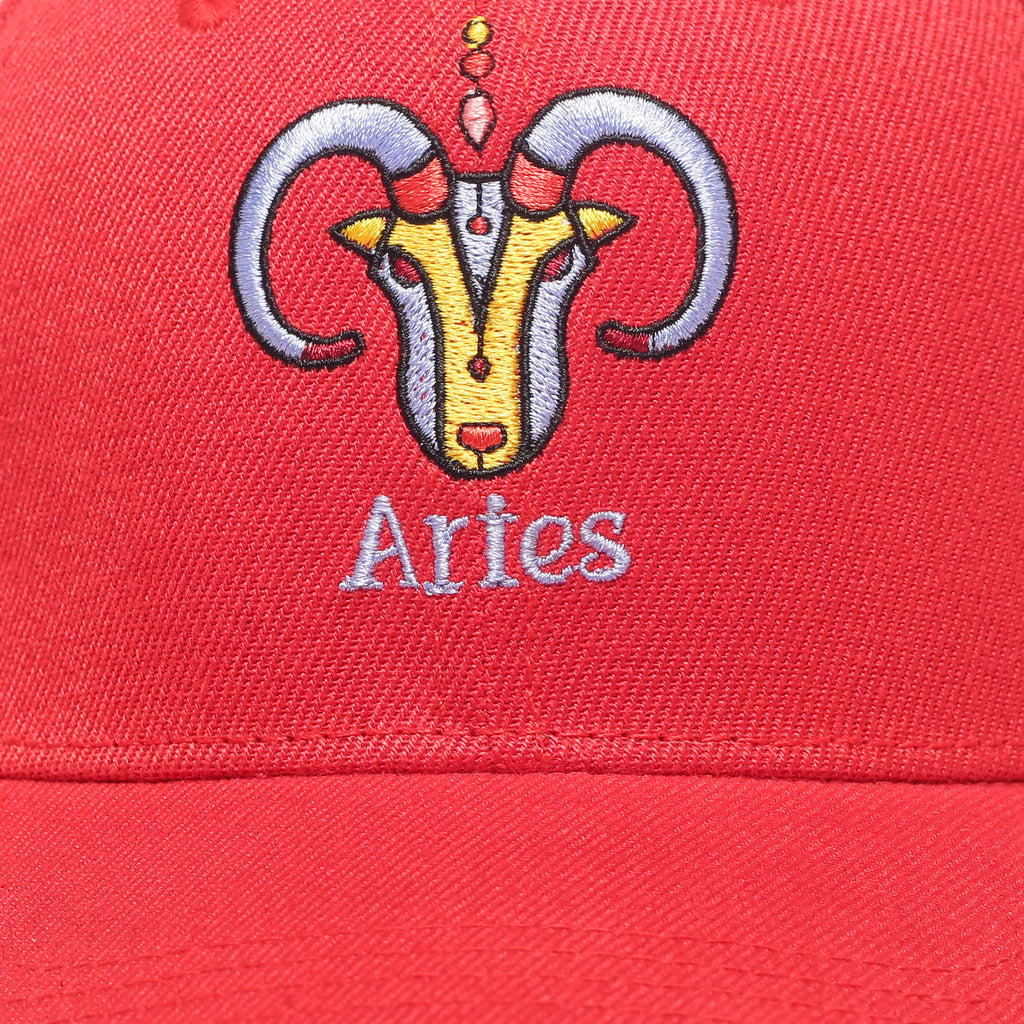 Aries Zodiac Embroidered Red Cap