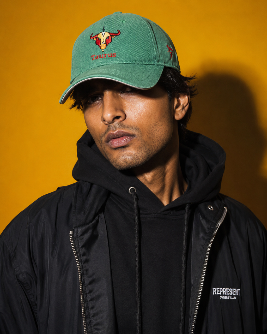 Taurus Zodiac Embroidered Green Cap