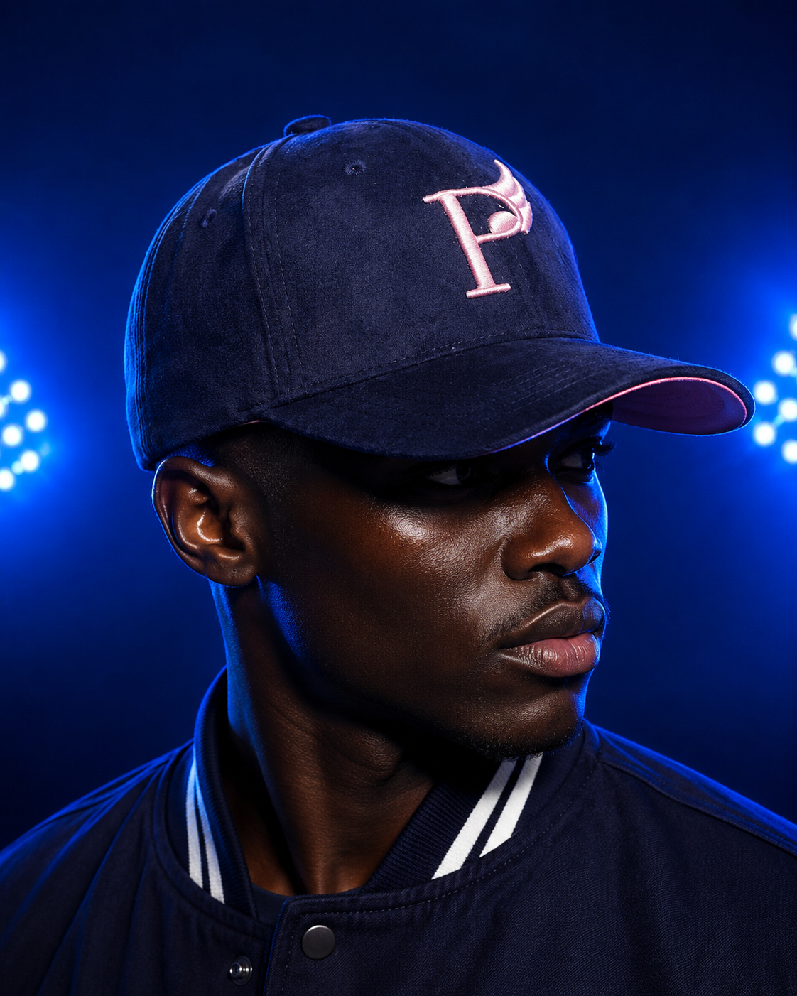 Velvet Baseball Cap with Pink Embroidery