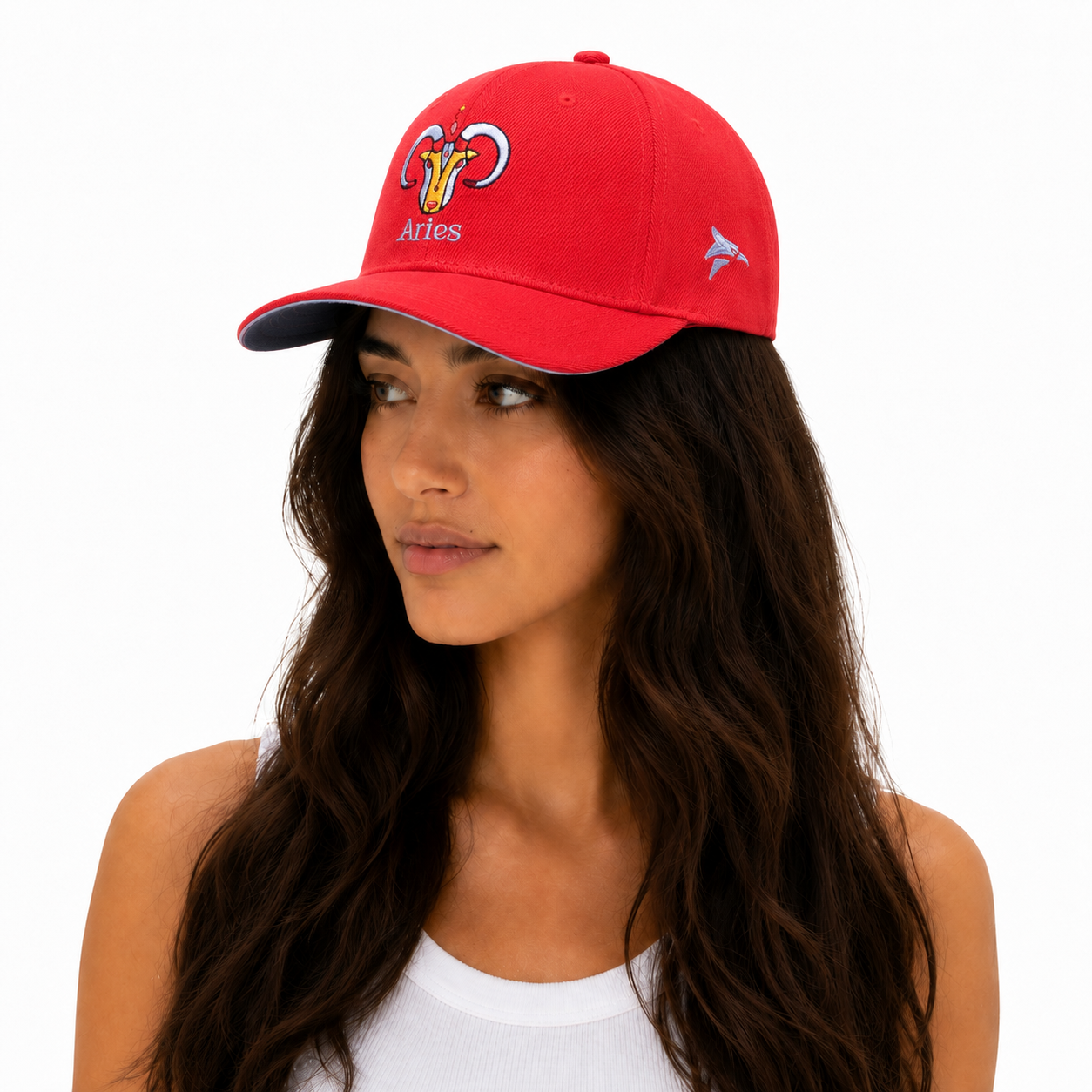 Aries Zodiac Embroidered Red Cap