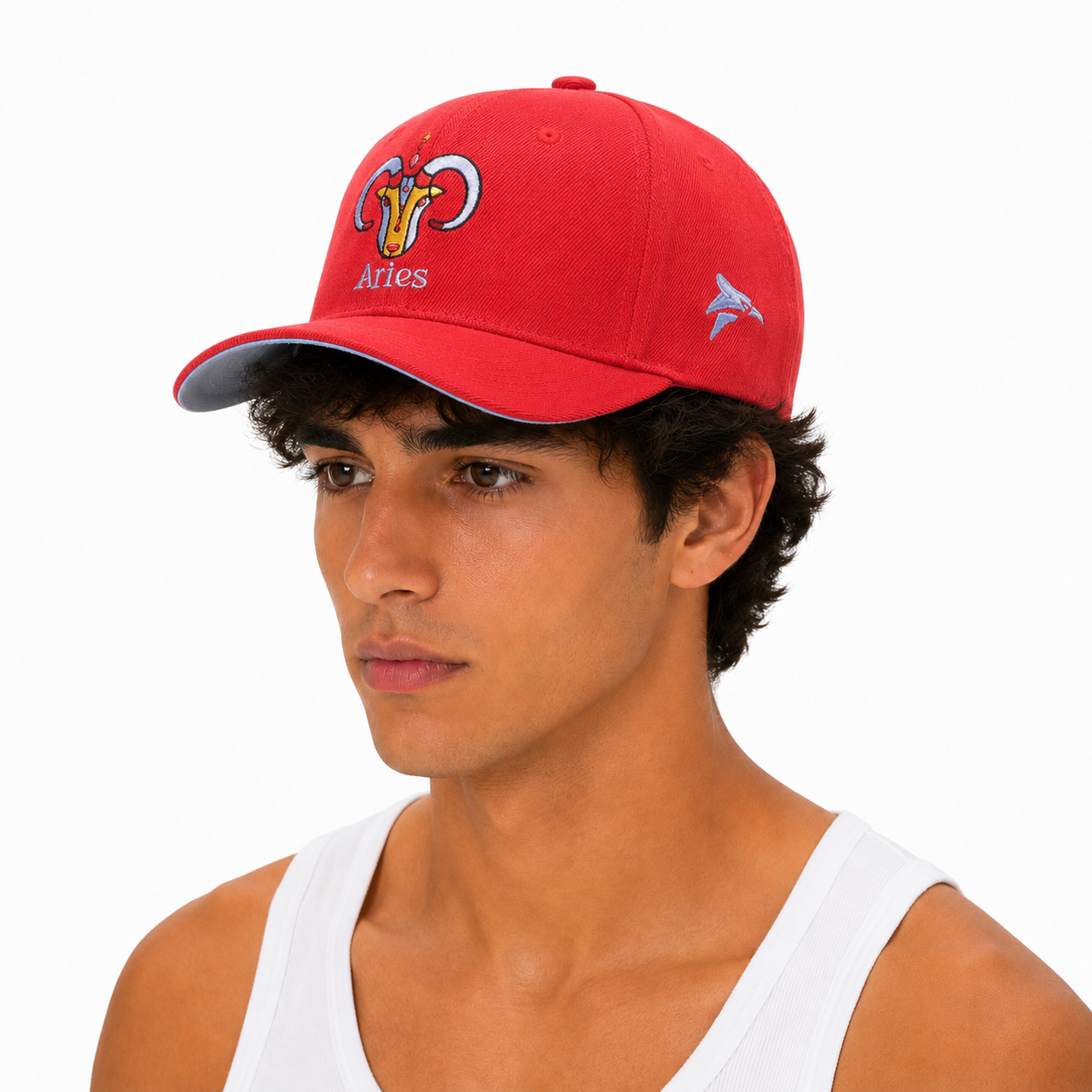 Aries Zodiac Embroidered Red Cap