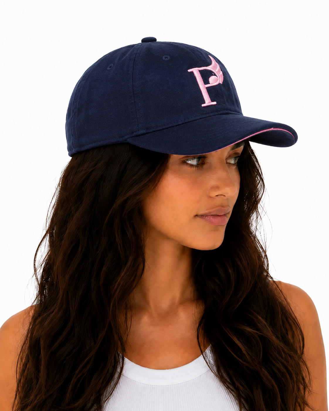 Velvet Baseball Cap with Pink Embroidery