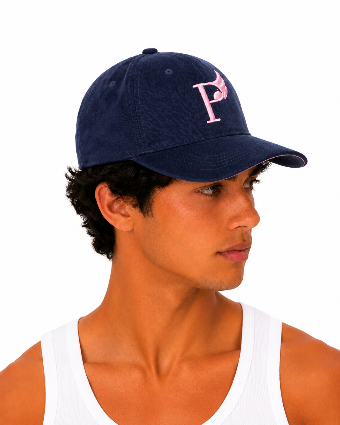 Velvet Baseball Cap with Pink Embroidery