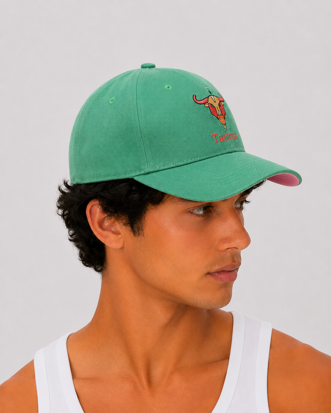 Taurus Zodiac Embroidered Green Cap