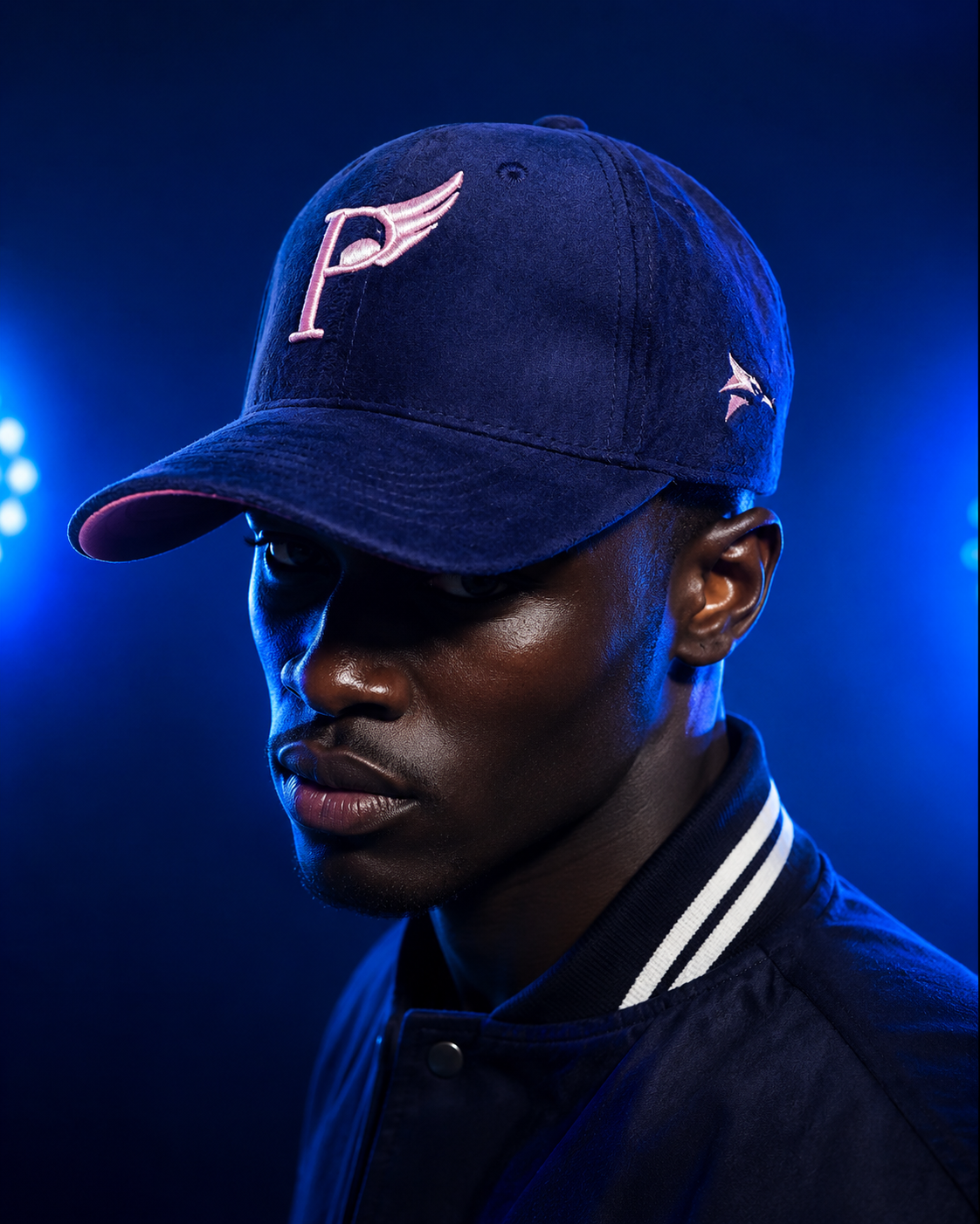 Velvet Baseball Cap with Pink Embroidery